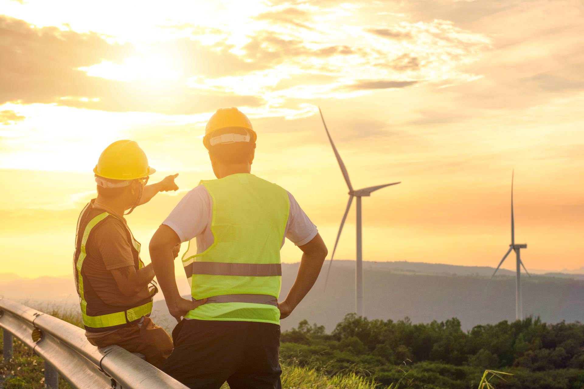 Wind farm consultants working assessing the wind speed